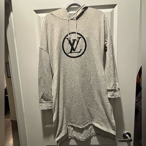 Louis Vuitton Hooded Sweatshirt Dress with Logo